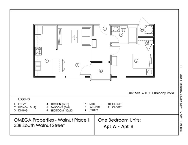 Plano de planta - Walnut Place Apartments