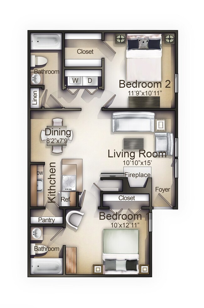 Dogwood 2 habitaciones y 2 baños - Parkhaven Apartments