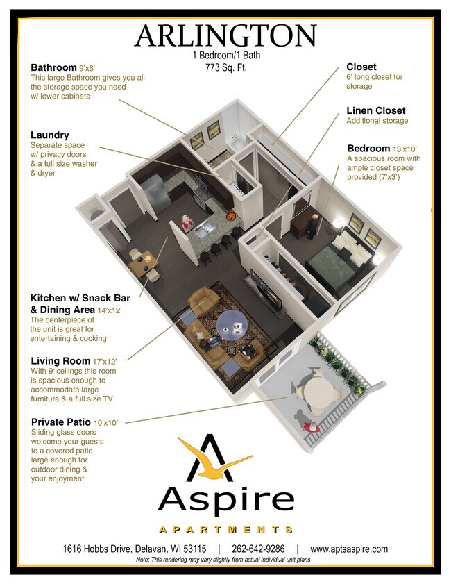 Plano de planta - Aspire Apartments