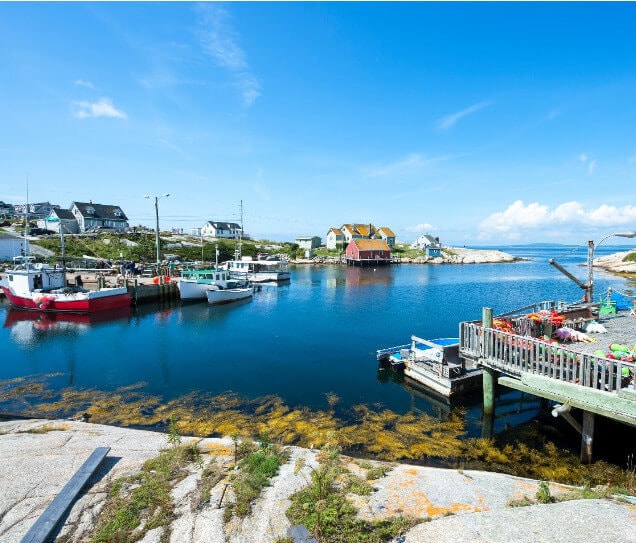 Scenic view of the calm waters in the harbor.