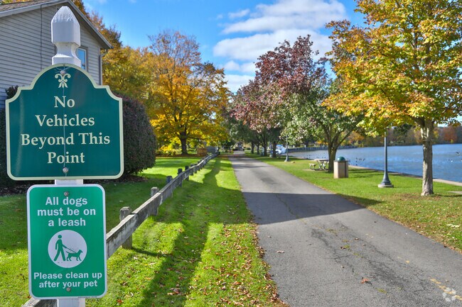 Baldwinsville visitor center is located a small walk down a beautiful trail along the river.