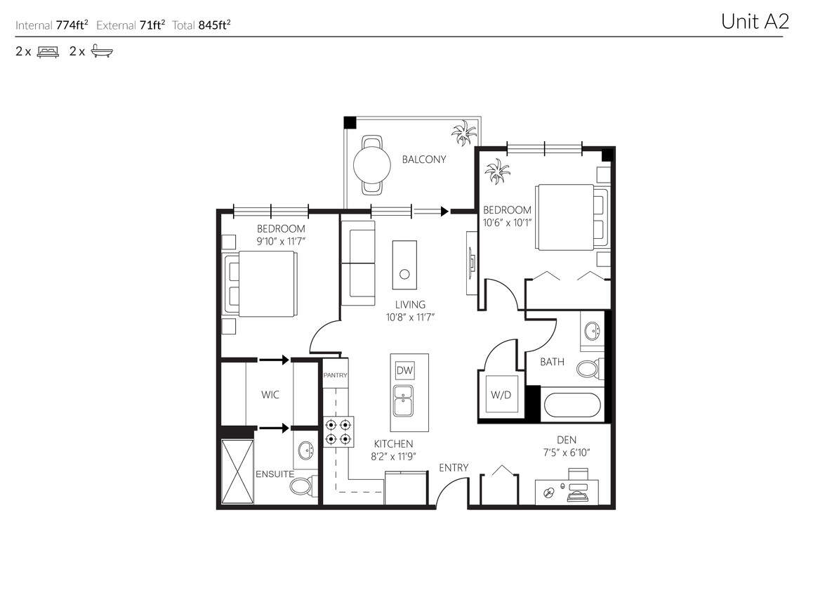 Primary Photo - Suite A2 - 2.5 Bed/2 Bath