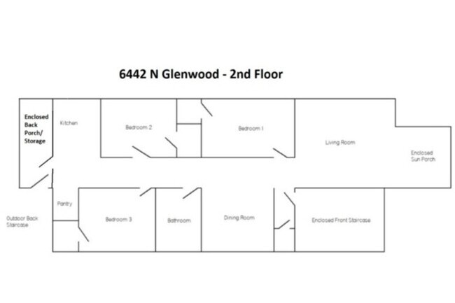Planta baja de la Unidad 2 - 6442 N Glenwood Ave