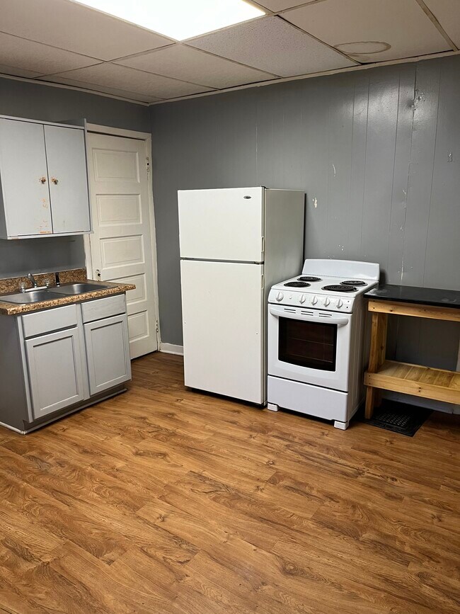 Kitchen Area with stove and refrigerator - 116 E Prescott Ave
