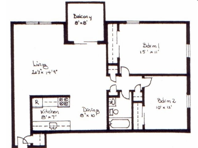 2BR/1BA - Princeton Apartments