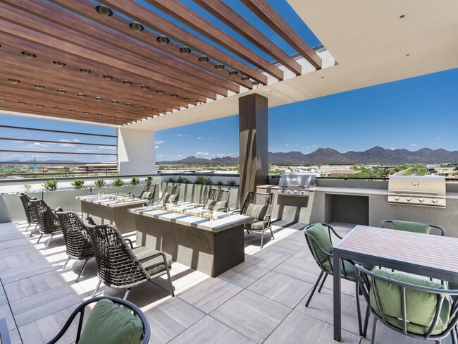 Enhance your daily routine with rooftop grilling stations, chic lounge seating, and inviting fire features—ideal for relaxing or socializing with neighbors. - Modera Scottsdale