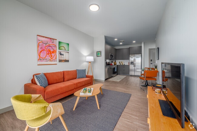 Model - 1BR, 1BA - Floor Plan D - 640SF - Living Room - The Park