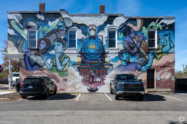 This beautiful mural sits in downtown Cary, just minutes from the train station.