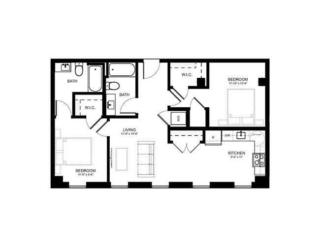 Explore this elegant apartment layout, combining contemporary design with practical living spaces. - The Loop at Midtown