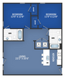 2 bedroom, 2 bathroom