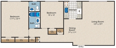 2BR/1.5BA - East Winds Apartments