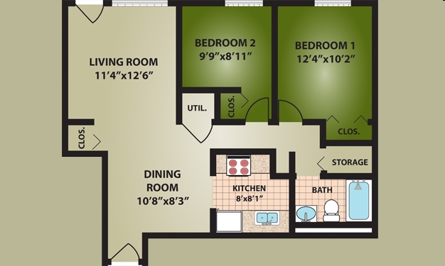 2BR/1BA - Ridgewood Court