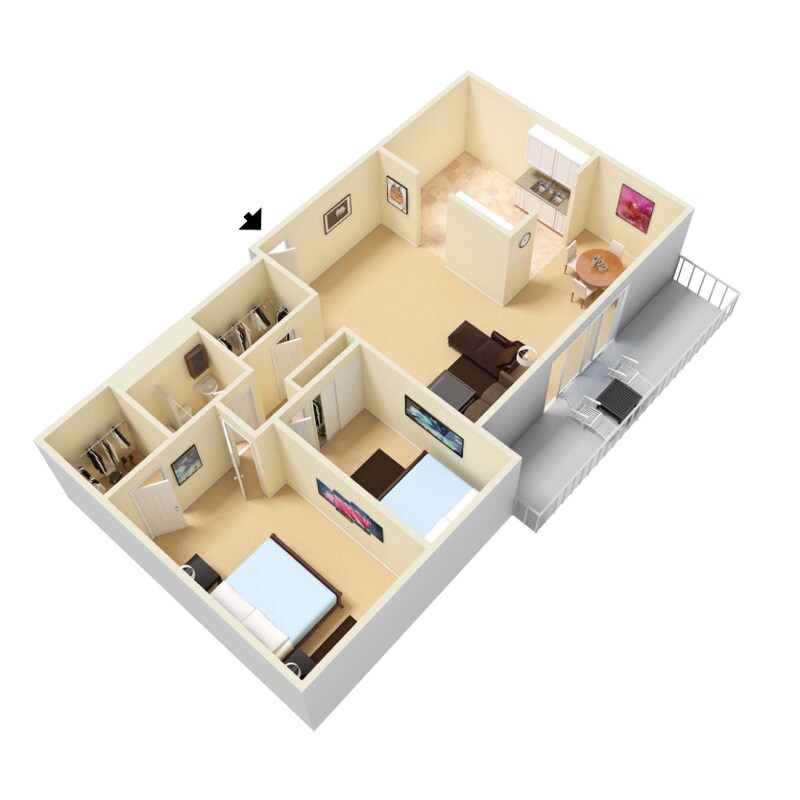 Willoughby Hills Towers – 2 Bed 1 Bath Step-Down