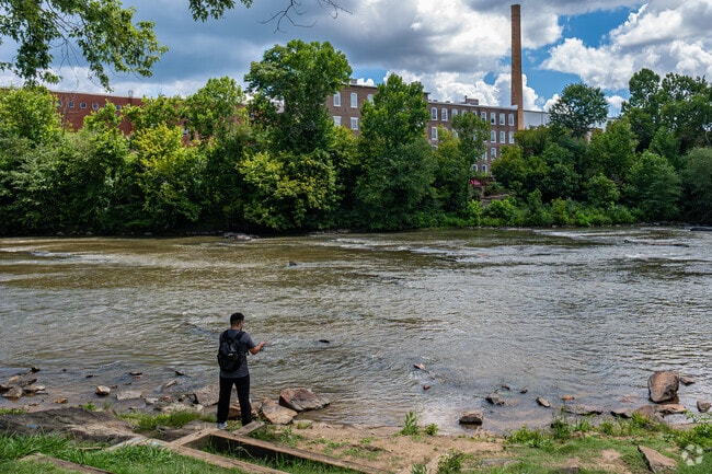 Fishermen can cast a line from the banks at Red Slide Park.