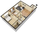 1 Bedroom 1 Bathroom - Blue Ocean Gold