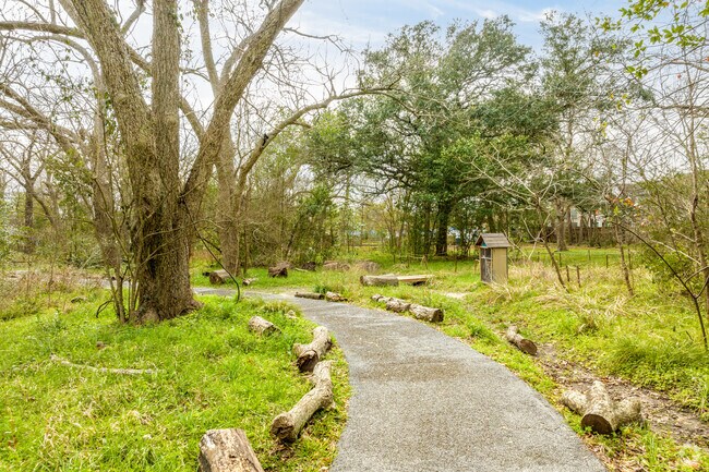 Russ Pitman Park has a scenic walking path through the trees.