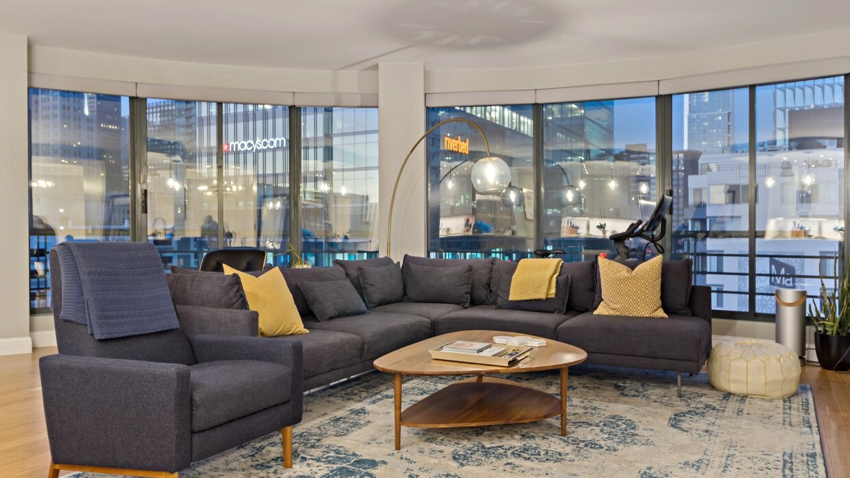 Living room view at dusk - 300 3rd St