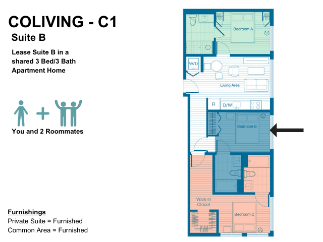 C1 - Bedroom B - Furnished - X Denver