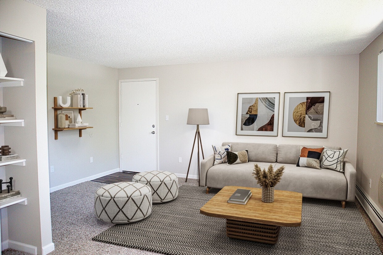1BR, 1BA - Living Room (Cottonwood) - Lamar Village Apartments