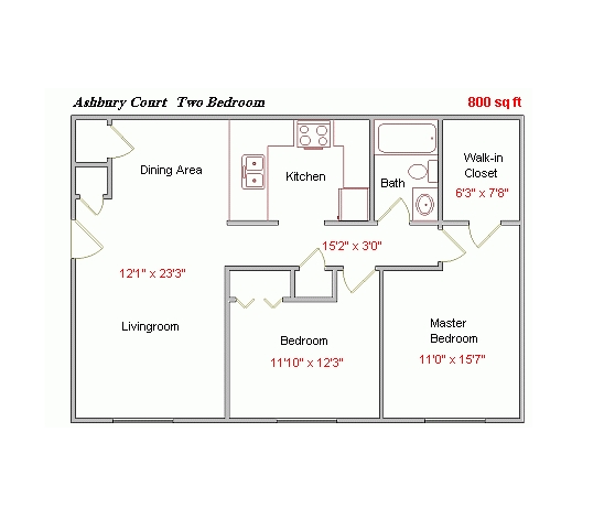 2BR/1BA - Ashbury Court