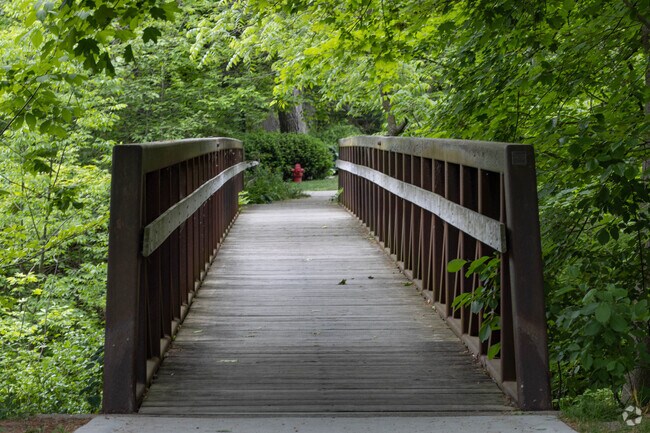 A bridge near Ravine Park in Lake Bluff offers beautiful views of the neighborhood.