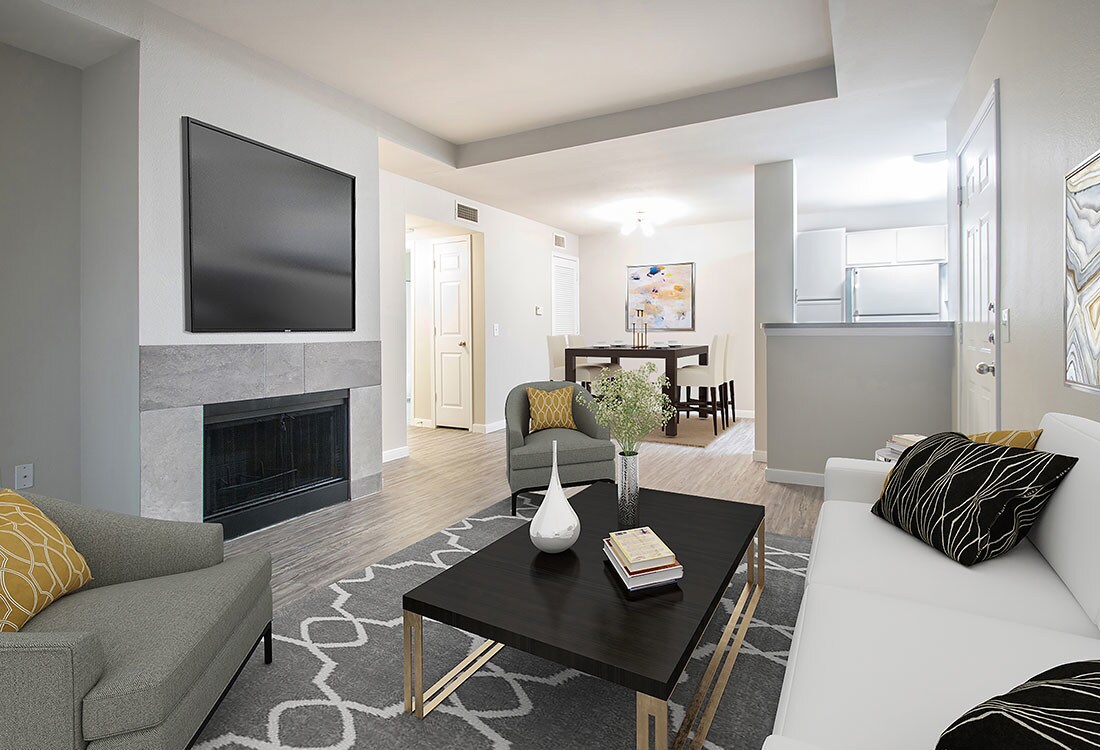Sala de estar con chimenea - Wyndham Apartments