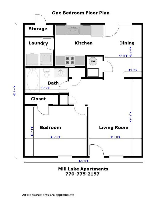 Plano de planta - Mill Lake Apartments