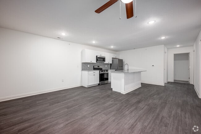 2BR, 2BA - 927SF - Living Room/Kitchen - Compass Flats Apartments