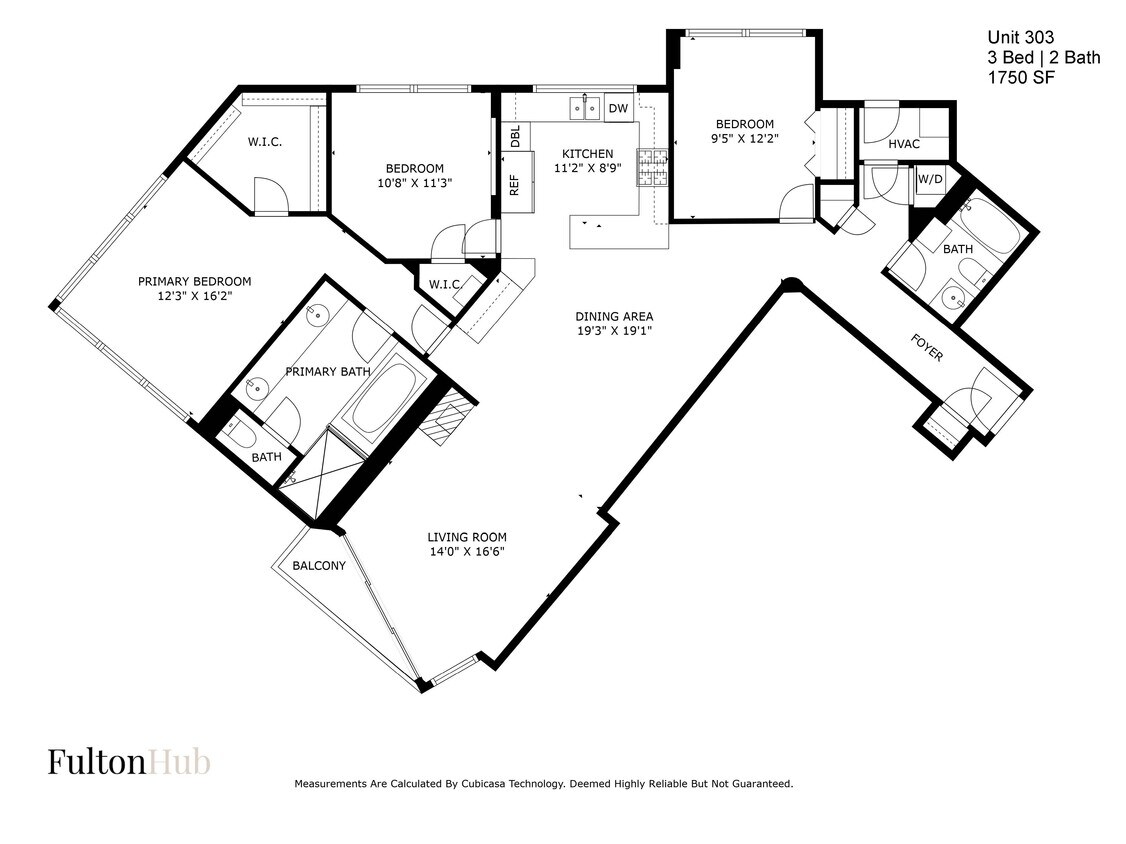 03 Plano del piso, tres dormitorios - FultonHub