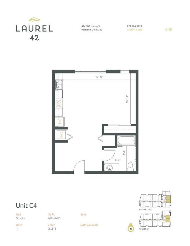 Estudio de 1 baño, 613 pies cuadrados. C4 Laurel42_MarketingFloorPlans_C4 - Laurel 42