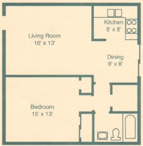 1BR/1BA - English Garden Apartments