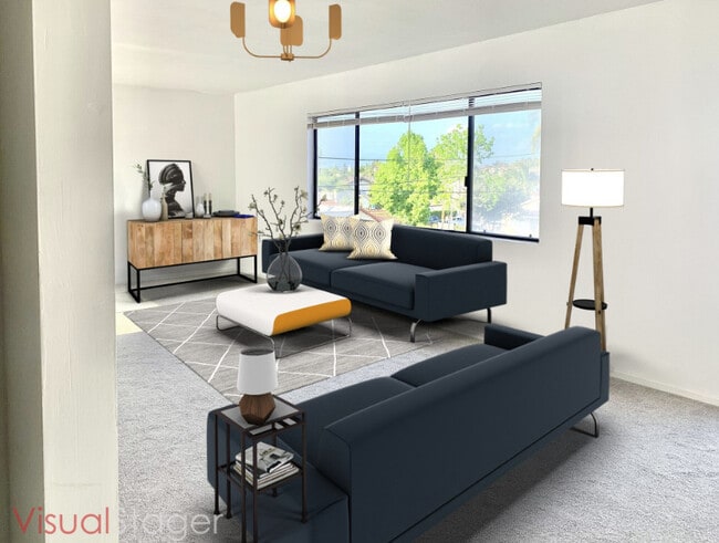 Spacious light filled living room, virtually staged - 827 Belmont Ave