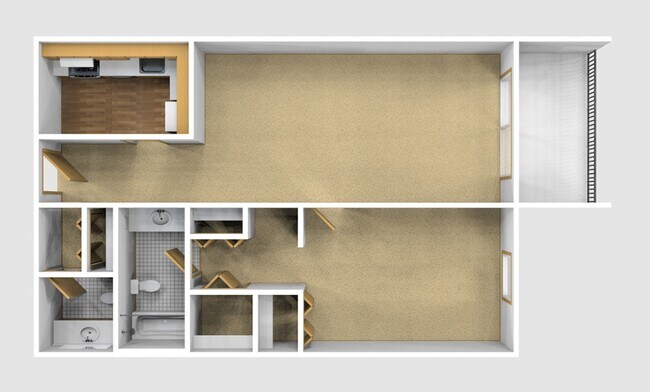One Bedroom Unfurnished 3D View - Falport Corl