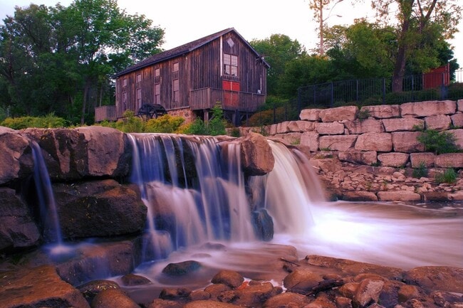 Waterfall and mill in Waterloo Park