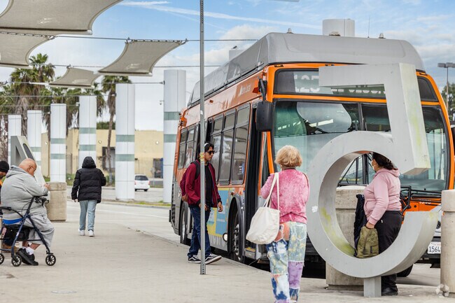 LA Metro buses marked by their orange color are the main public transport in Compton.