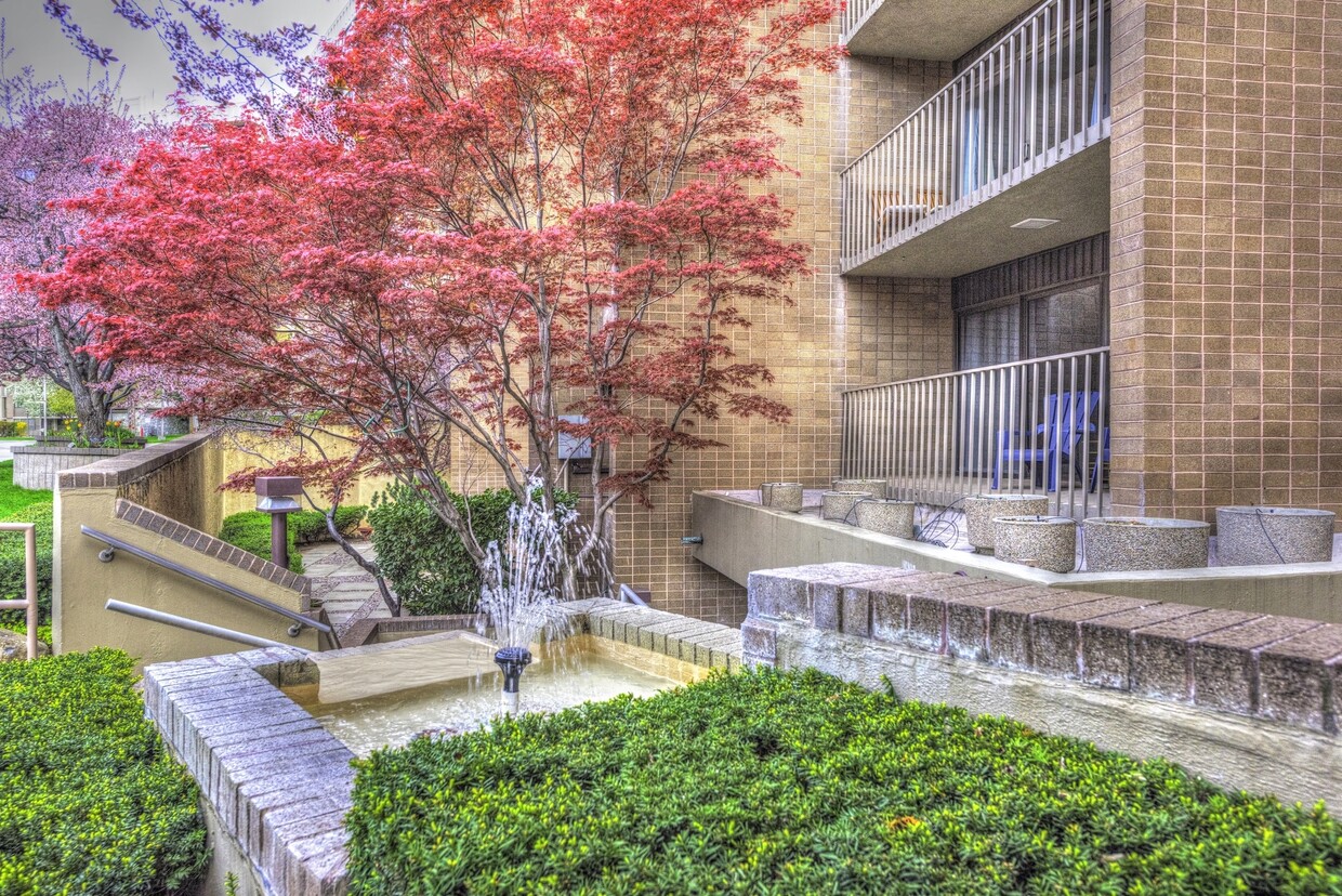 building front entry and fountain - 245 N Vine St