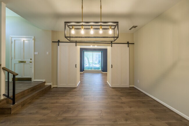 Modern farmhouse light fixtures throughout home - 5902 Valley Forge Dr