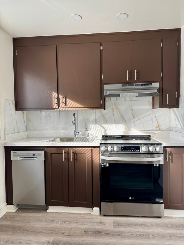 modern kitchen appliances including glass cooktop range and dishwasher - 554 Monterey Blvd (San Francisco, CA)