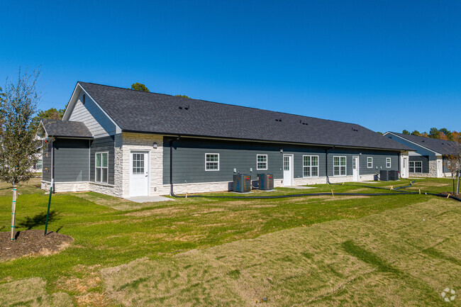 Back of typical building and backyards - Marshall Crossing - Senior Housing