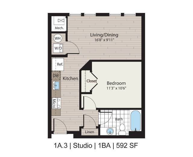 1a.3 Studio/1BA 592 SF - ICON Residences at The Rotunda Apartments