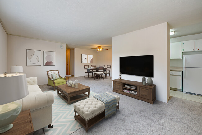 2BD, 1.5BA - 968SF - LIVING ROOM - North Church Tower