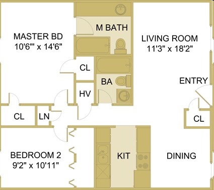 2HAB/2BA - Colony House