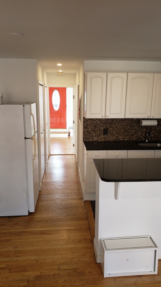 Hallway with 2 large closets to the left and bathroom to the right. - 234 S 2nd St