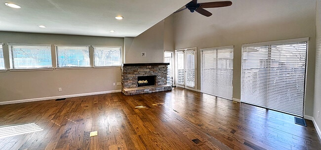 The fireplace has been fitted with built in wiring for a TV - 8710 Park Ln