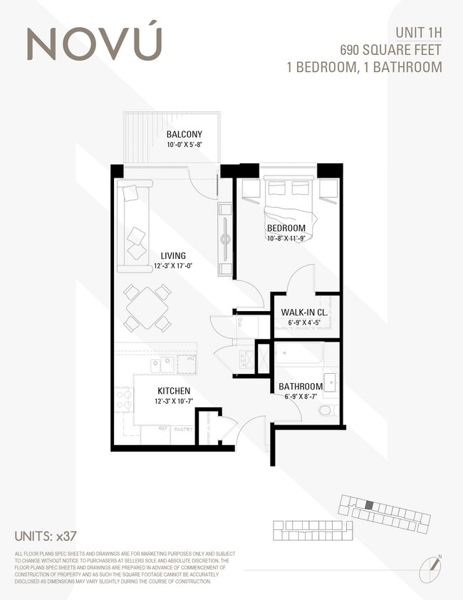 Plano de planta - Novu Apartments