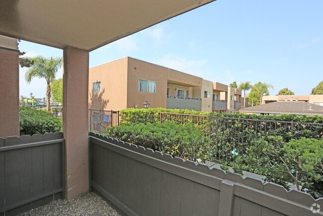 View from private patio at Villa Pacific Apartments in Oceanside, California. - Villa Pacific Apartments