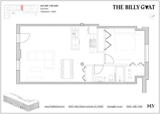 Unit 309 Floor Plan - The Billy Goat