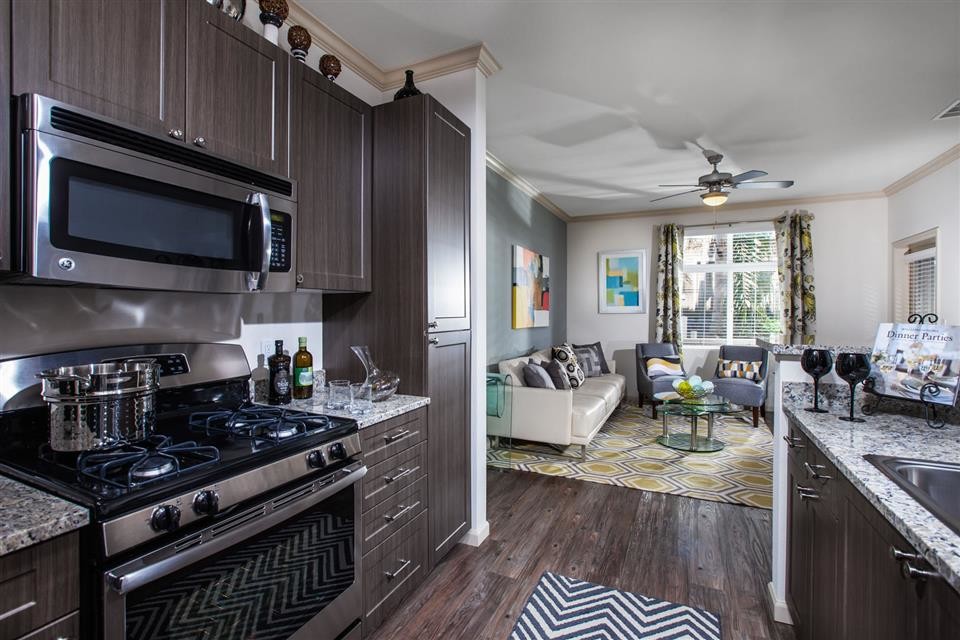 Kitchens feature gas stovetops and granite countertops - The Verdant Apartments