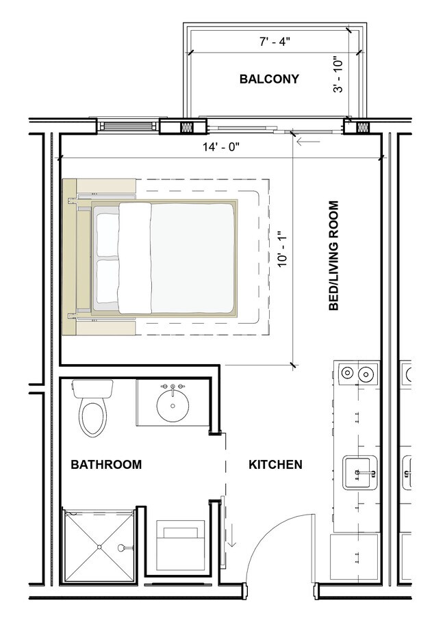 Plano de planta del estudio ORI Flex - 431 West Ave N