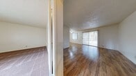 This 560 square foot apartment in Salinas, CA offers a well-designed living space on a single floor. The property features a spacious primary bedroom of 160 square feet, providing ample room for relaxation. The open-concept design seamlessly integrates the kitchen and living room, maximizing the use of space.

The apartment boasts modern finishes throughout, including warm wood-toned flooring in the main living areas and kitchen, contrasting beautifully with the plush carpeting in the bedroom. Large windows in both the living area and bedroom allow for abundant natural light, creating a bright and airy atmosphere.

The kitchen is efficiently designed with light wood cabinetry, white appliances, and ample counter space, perfect for meal preparation. The bathroom features a clean, contemporary design with a combination tub/shower, single vanity, and matching wood cabinetry.

Additional amenities include a hallway for easy navigation between rooms and a closet for storage. The property's layout is thoughtfully planned to maximize functionality in a compact space, making it an ideal choice for those seeking a comfortable, low-maintenance living environment in Salinas.